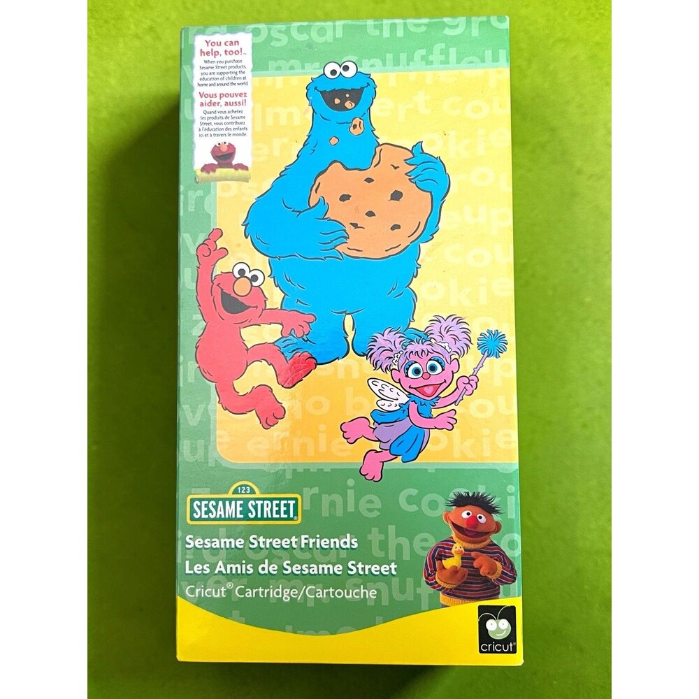 Cricut Sesame Street Friends Cartridge Complete Box Manual Overlay Retired Elmo
